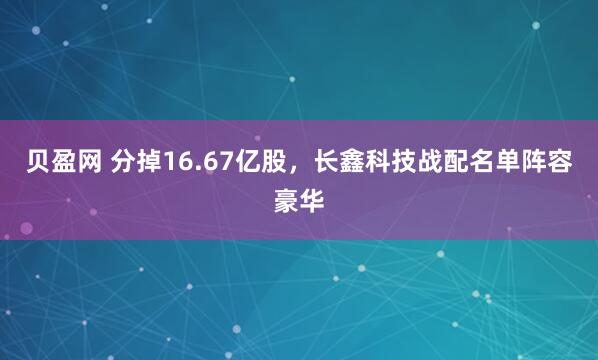 贝盈网 分掉16.67亿股，长鑫科技战配名单阵容豪华