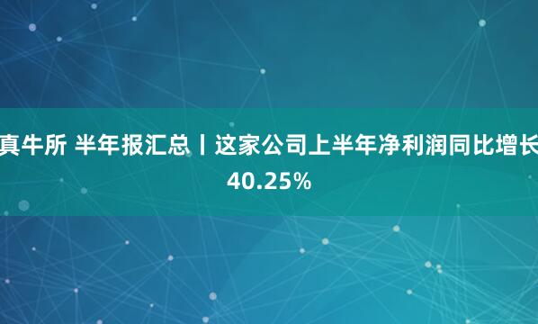 真牛所 半年报汇总丨这家公司上半年净利润同比增长40.25%